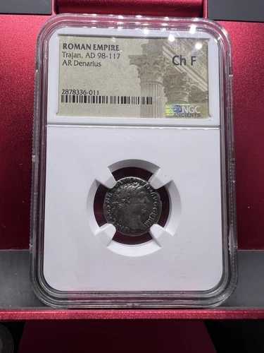希少なトラヤヌス/勝利の銘が刻まれた盾 古代ローマ帝国のデナリウス銀貨