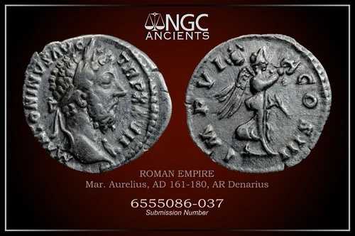 マルクス アウレリウス 古代コイン NGC VF。 AR デナリウス AD 161 ～ 180。 A1004