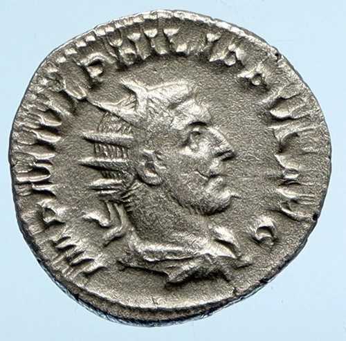 フィリップ1世（アラブ人） 真正古代 244年製 古代ローマ銀貨 AEQUITAS i95858