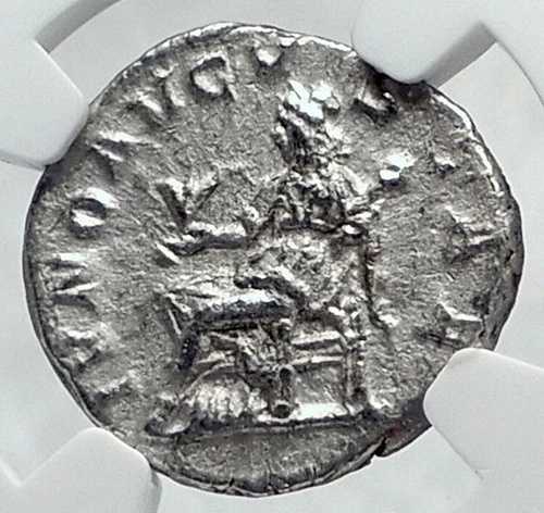 JULIA MAMAEA 本物 古代 231年 ローマ 銀貨 JUNO NGC i81404