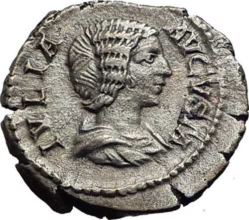 ジュリア・ドムナ 193年古代ローマ銀貨 JUNO ピーコック i63444