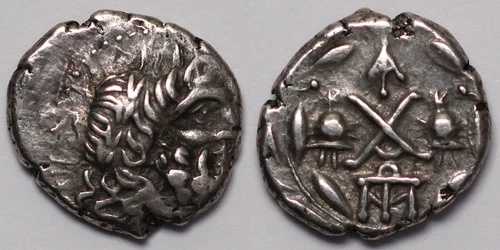 古代ギリシャ銀貨 アカイア同盟 ラケダイモン/スパルタ ヘミドラクマ 紀元前85年 希少