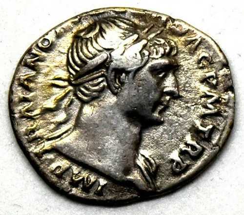 古代ローマ帝国トラヤヌス帝 AR デナリウス銀貨（鑑定書付き）