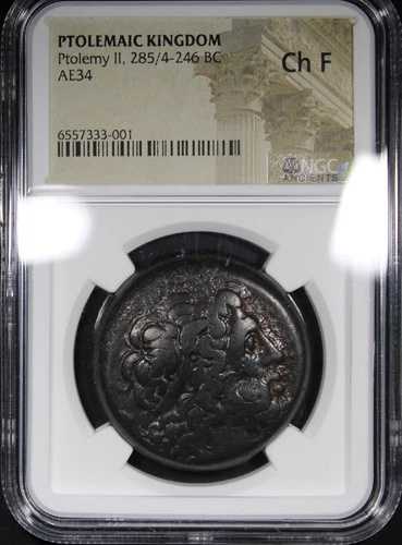 プトレマイオス朝 プトレマイオス2世 紀元前285/4-246年 AE34 NGC CH F