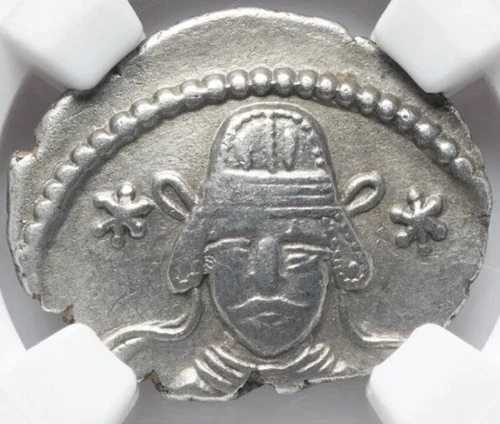 メヘルダテス朝49-50年、希少、パルティア王国の簒奪者、ペルシア王国の貨幣 NGC Ch VF