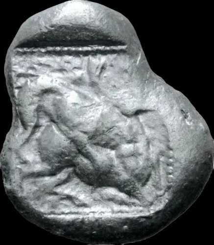キプロス、キティオンARステイター。アズバール、紀元前449-425年。古代ギリシア神話。ヘラクレス。非常に希少。