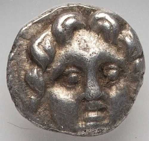 NGC Ch XF ピシディア・セルゲ 紀元前4世紀 古代ギリシャ ゴルゴニオン・オボル銀貨