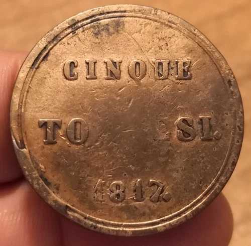 5 トルネージ 1817、2 シチリア フェルディナンド 1 世、ヴァール「SICILARUM」、非常に希少な R3、qBB、Ref.7176-