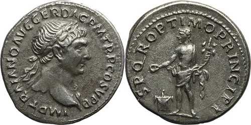 トラヤヌス帝の古代ローマ銀貨 - SPQR OPTIMO PRINCIPI｜WORLD RESOURCE【QUEEN店】