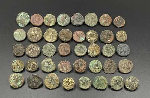 40枚の古いコイン 東インド インド・ギリシャ クシャーナ 青銅 ヘレニズム