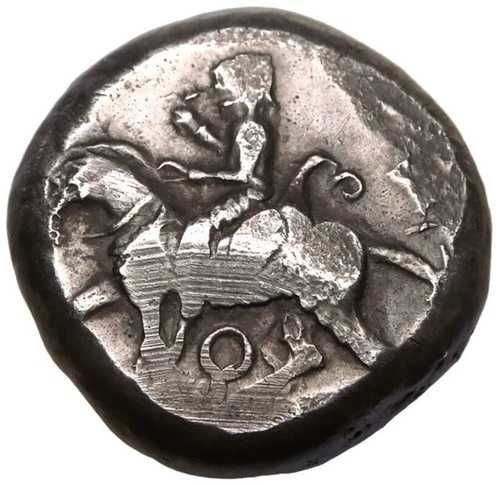 ギリシャ - キリキア、タルソス（紀元前420-400年頃）銀スタテル - 騎手/弓兵コイン