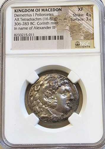 マケドニア デメトリウス1世 テトラドラクマ NGC XF 古代アレクサンダー大王のコイン