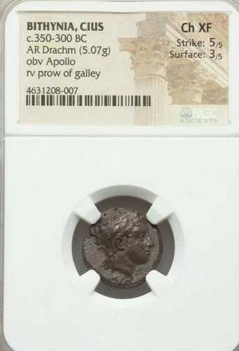 Bithynia Cius Drachm NGC Choice XF APOLLO 古代銀貨 希少！