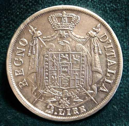 ナポレオン1世 イタリア国王 2リラ 1809年 ミラノ銀貨 エクセレント