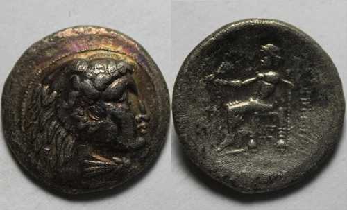 希少な古代ギリシャの銀貨、アレクサンダー・マケドニア 323 ヘラクレス/ゼウス アビドス造幣局