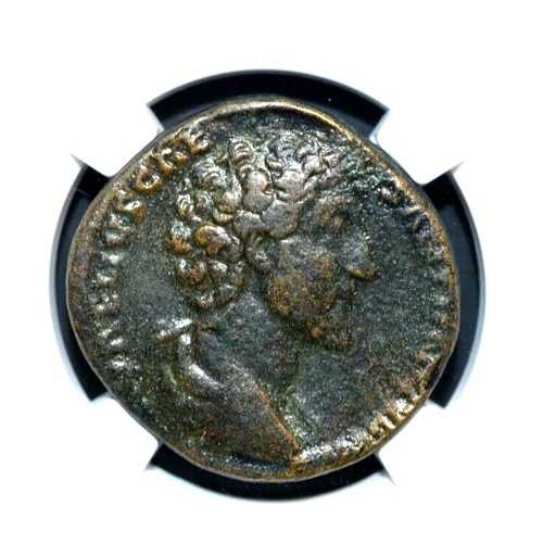マルクス・アウレリウス、AD 161-180、AE SESTERTIUS、NGC 認定-----484----