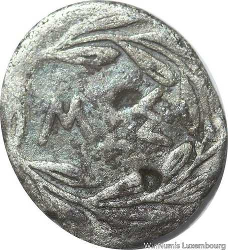 D2514 非常に希少なギリシャ・シチリア島メッサナ・リトラ 紀元前460年 リエーヴル MEΣ シルバー ＞ M オファー