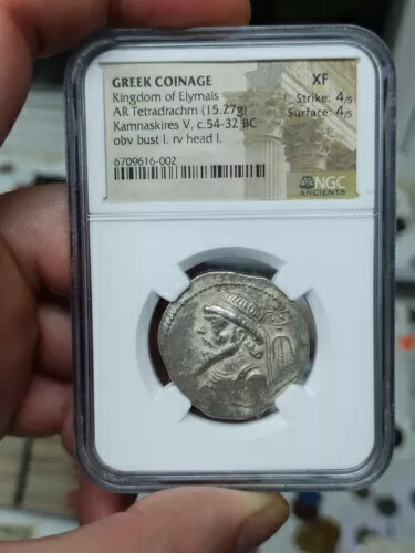 キングダム・エリマイス・アル・テトラドラクマ・カムナスキレス v 紀元前54-32年 NGC XF