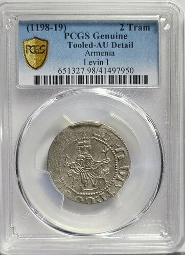 1198-1219 アルメニア - レヴォン I、2 トラム PCGS AU 詳細
