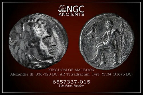 アレクサンダー3世、古代ギリシャ硬貨 NGC F. AR テトラドラクマ。A1203