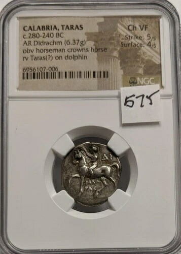 カラブリア、タラ AR チクラクム 紀元前280年 - 240年頃 | NGC Ch VF 5 / 4