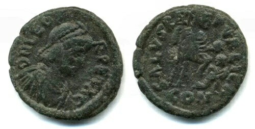 非常に珍しいレオ1世のAE2（紀元457-474年）SALVS RPVRLICA付き、ケルソン造幣局、ローマ帝国（