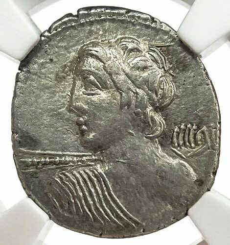 紀元前84年 シルバー ローマ共和国 デナリウス C. リキニウス L.f メイサー コイン NGC CHOICE VF