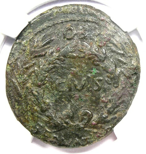 アウグストゥス AE セステルティウス コイン (C. Asinius Gallus) 紀元前 27 年 - 紀元後 14 年 - NGC Choice VF