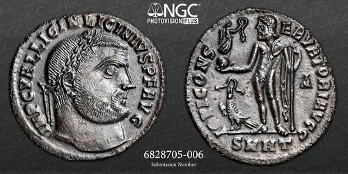 リキニウス1世。NGC MS認定。古代ローマの貨幣ヘラクリア。西暦308年 - 324年。A1152
