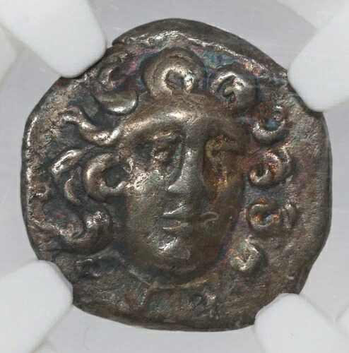 ペルセウス AR ドラクマ マケドニア 古代ギリシャ貨幣 紀元前179-168年 NGC VF レインボートーン