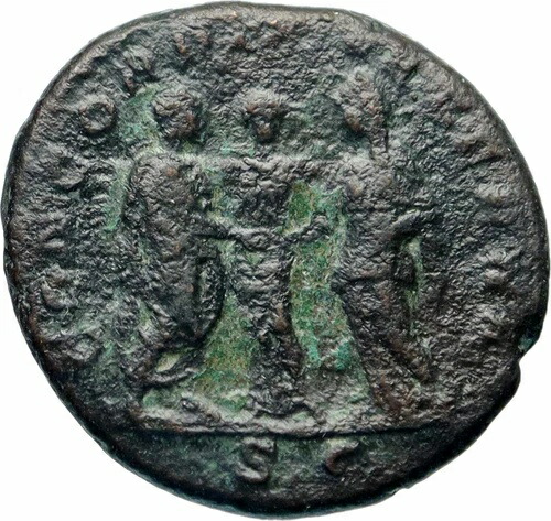 ジュリアパウラ&エラガバラス留め金針 219AD 本物の古代ローマコイン i46613-