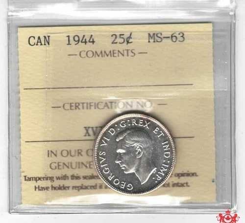 1944年カナダ25セント - ICCS MS63 - XVI 219-