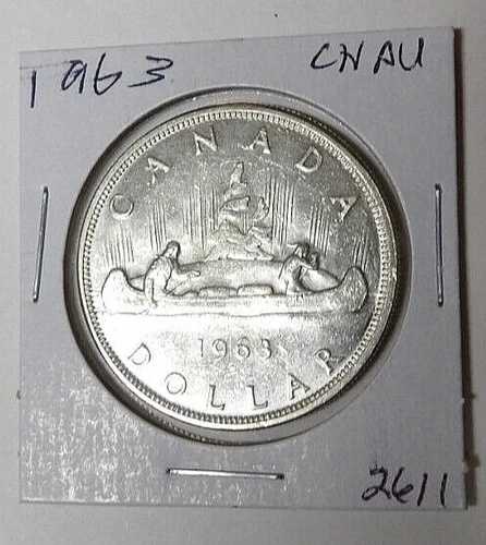 厳選されたAU 1963年カナダ銀貨 エリザベス2世女王 ボイジャーダラー (21325)