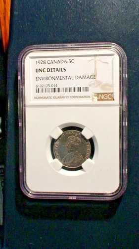 1928 年カナダ ニッケル NGC 未流通 より良い日付 5C コイン、すぐに売れるように価格設定されています!