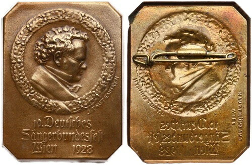 メダル - ピン音楽家フランツ・シューベルト 1797-1828 - 1928 年ゼンガーブンデフェスト 10 回 44,330円