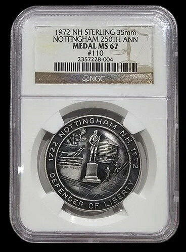 1972年 ノッティンガム NH 0.925 スターリングシルバー NGC MS67 250周年記念メダル PM0171-