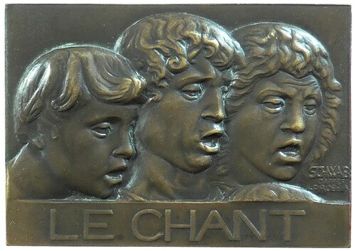 フランス音楽歌手 LE CHANT シュワブ ブロンズ 70mm x 50mm -