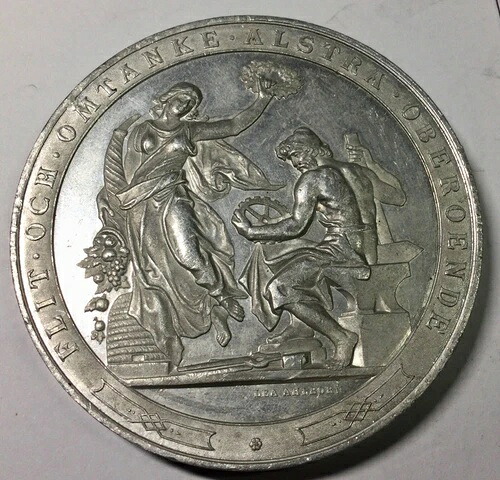 スウェーデン 1896年 ノルディックインダストリアルクラフト展 アルミメダル60mm 36.7グラム-｜WORLD RESOURCE【QUEEN店】