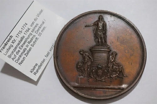 ?? ???? フランス ルイ 15 世 1764 彫像メダル デュ ヴィヴィエ作 55mm B86 #17 CG36|WORLD RESOURCE【QUEEN店】