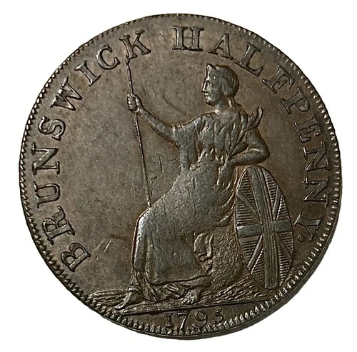 1795年 イギリス ブランズウィック ハーフペニートークン - 希少