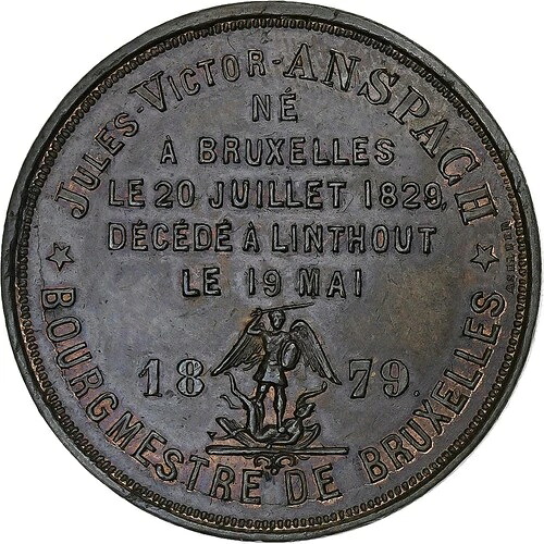 [#1159623] ベルギー、メダル、ジュール・ヴィクトル・アンスパック、ブールメストル・ド・ブリュッセル、1879年、