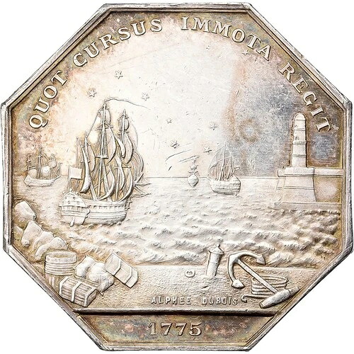 [#398781] フランス、トークン、シャンブル・ド・コマース・ド・マルセイユ、1775年、シルバー、デュボワ。