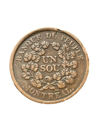1838 年 カナダ La Banque Du Peuple Tokens Un Sou LC-5 A、TC-155282