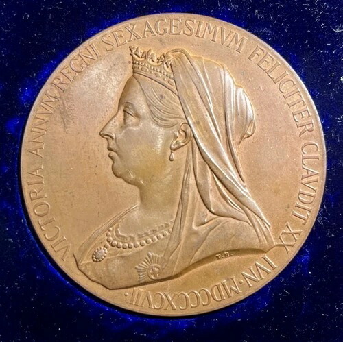 イギリス:ブロンズ・ダイヤモンド・ジュビリー・メダル、1897年。ヴィクトリア女王。オリジナルボックス入り