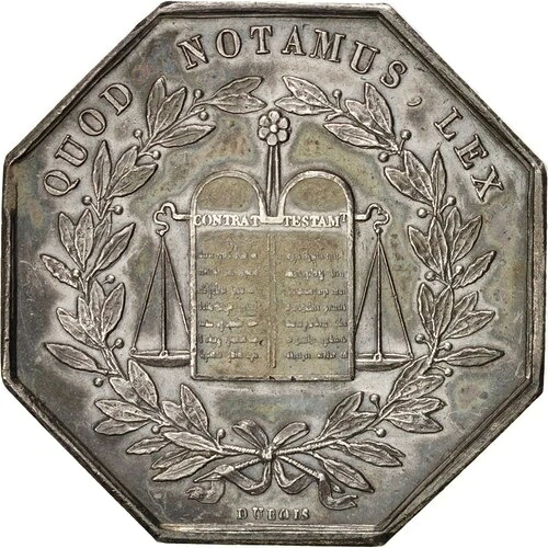 [#400592] フランス、トークン、公証人、1833年、MS、銀、ルルージュ:72