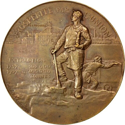 [#63551] フランス、メダル、Compagnie des Mines d'Anzin、1907、ブロンズ、オーストラリア 63,525円
