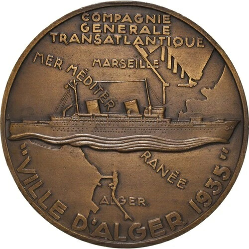 [#973634] フランス、メダル、Compagnie G?n?rale Transatlantique、ヴィル ダルジェ、1935 54,120円