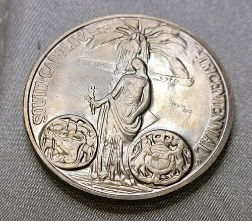 ヴィンテージ 1970-P 米国造幣局 サウスカロライナ州 300 周年記念銀メダル シリアル番号 2989