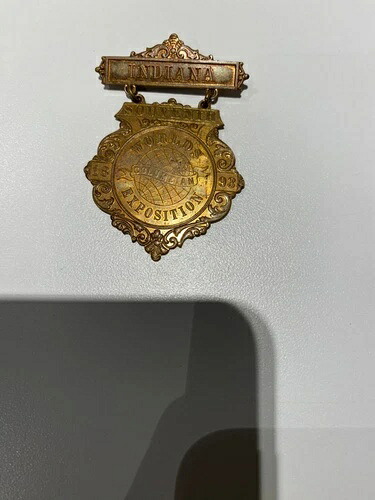 1893 年インディアナ コロンビア万国博覧会銅メダル 記念品 2 1/4 インチ VG !