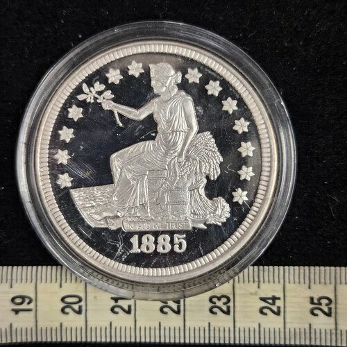 1885年貿易ドル複製記念カメオプルーフ 0.999銀貨2オンスメダル